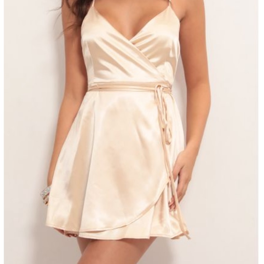 Charlotte Satin A-line Dress In Champagne